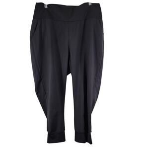 Adidas Athletic Pants Womens‎ XL Black Crop Tapered Made w Recycled Material
